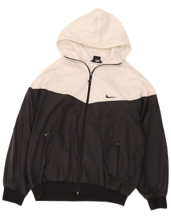 NIKE Chaqueta bomber holgada con capucha para hombre UK 39/41 Medium Black Colourblock