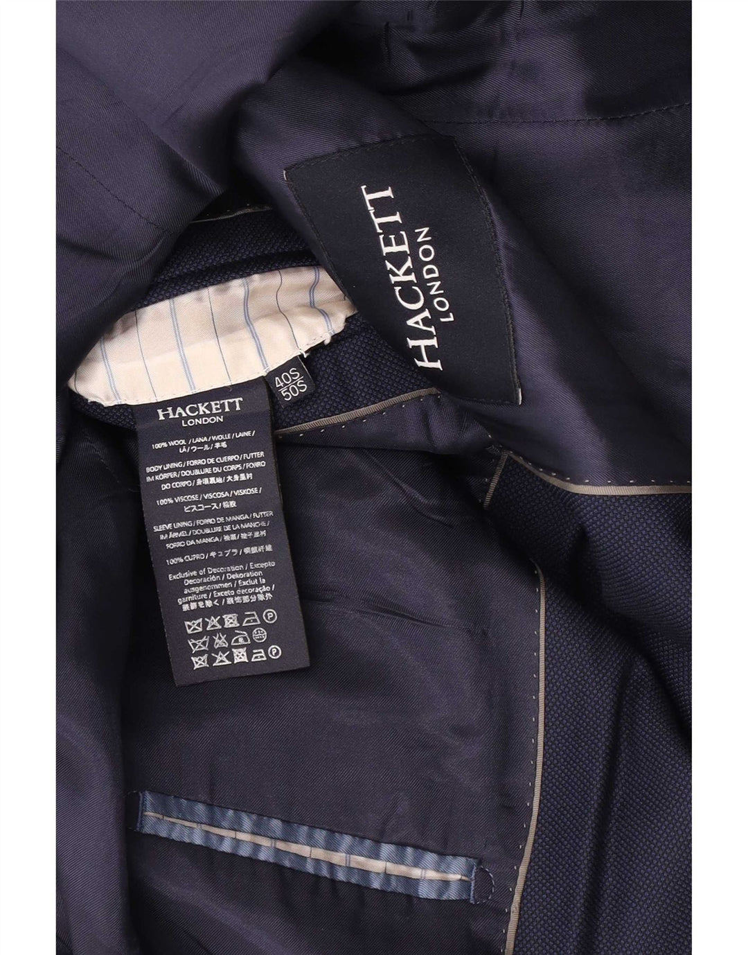 Hackett Chaqueta tipo blazer de 2 botones para hombre UK 40 Large Lana azul marino