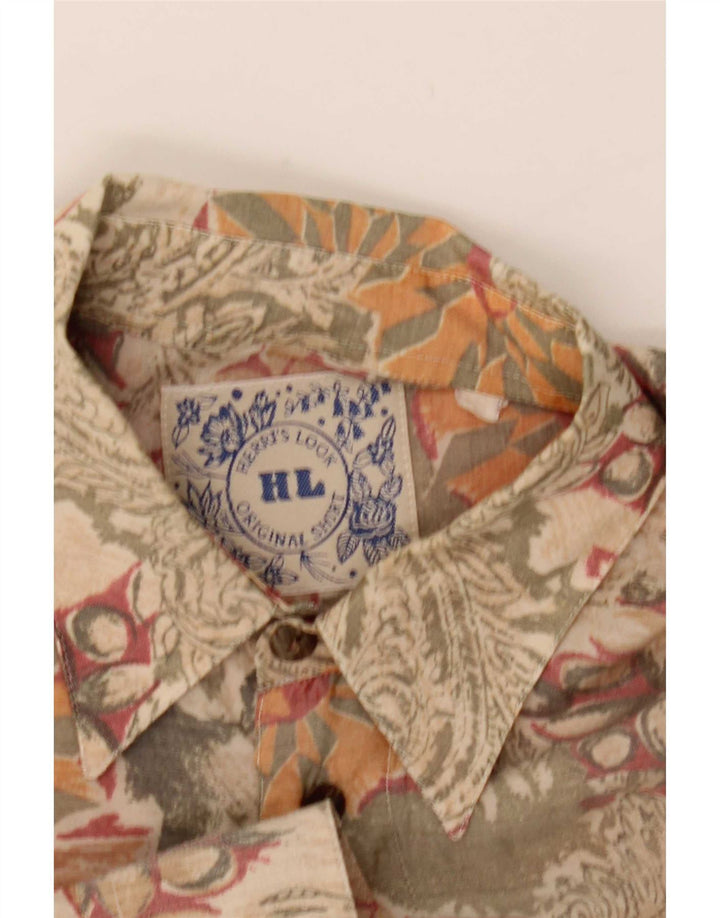 Camisa vintage para hombre pequeña beige floral