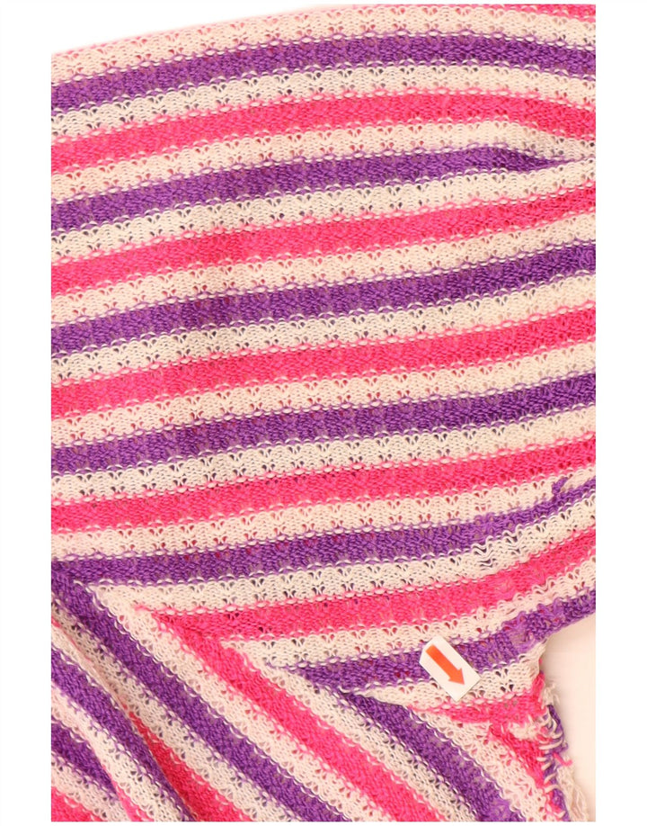 VINTAGE Mujer Barco Cuello Jersey Suéter Reino Unido 14 Grande Multicolor Rayas