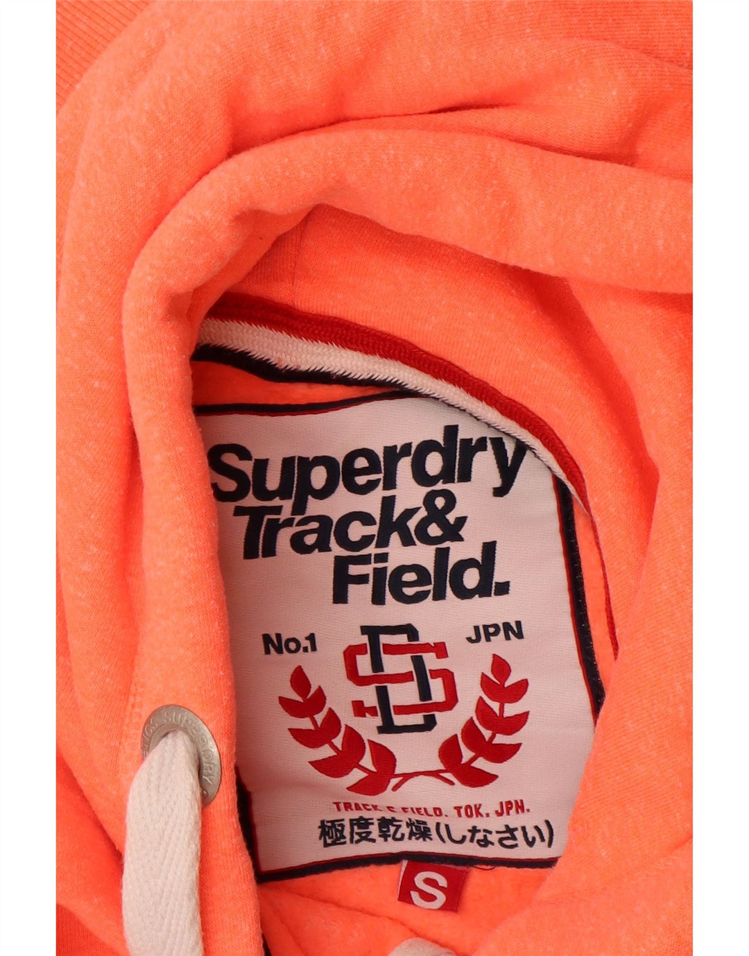 SUPERDRY Suéter con capucha y cremallera gráfica para mujer UK 10 Small Orange Cotton