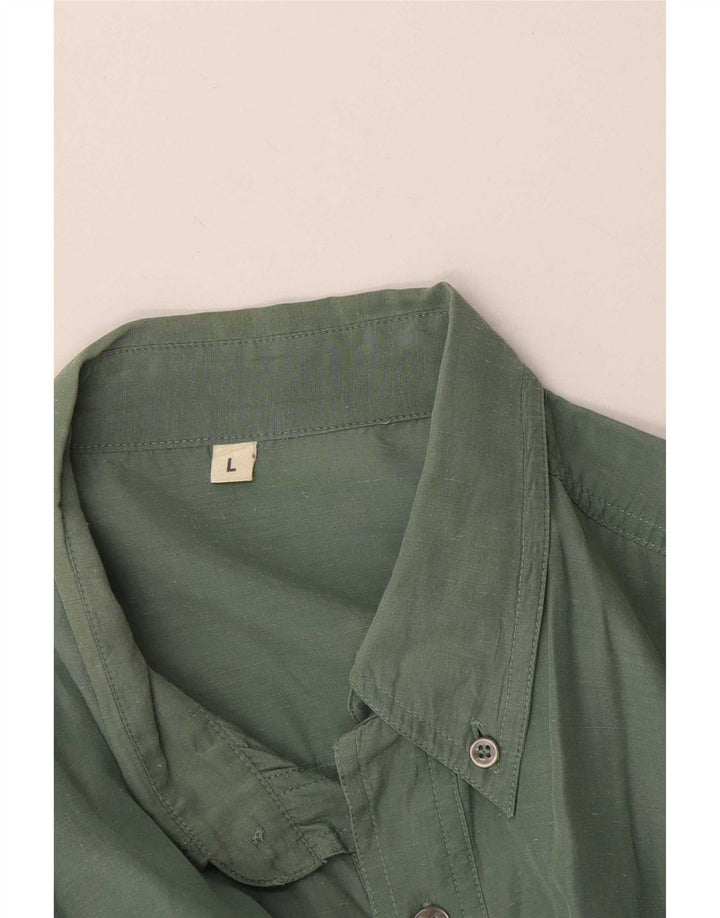 Camisa vintage para hombre verde grande