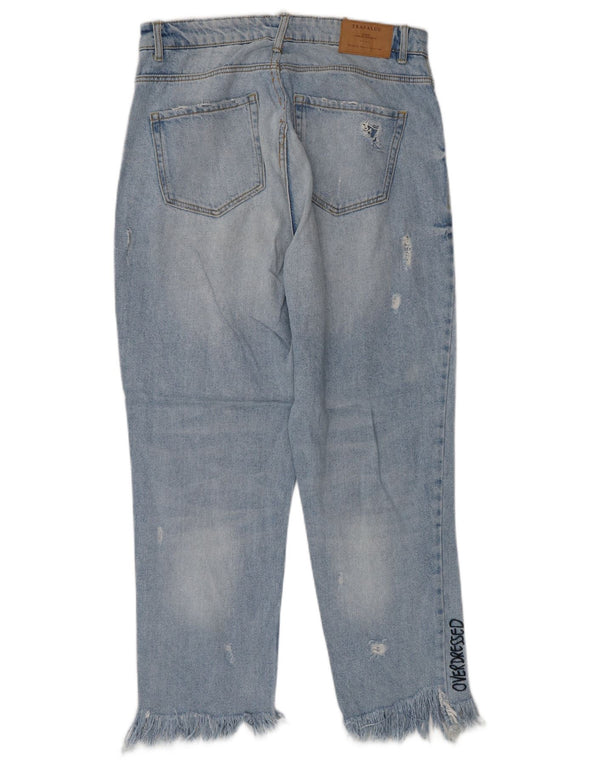 Zara Mujer Trafaluc Graphic Vaqueros Cortos Desgastados W30 L25 Azul
