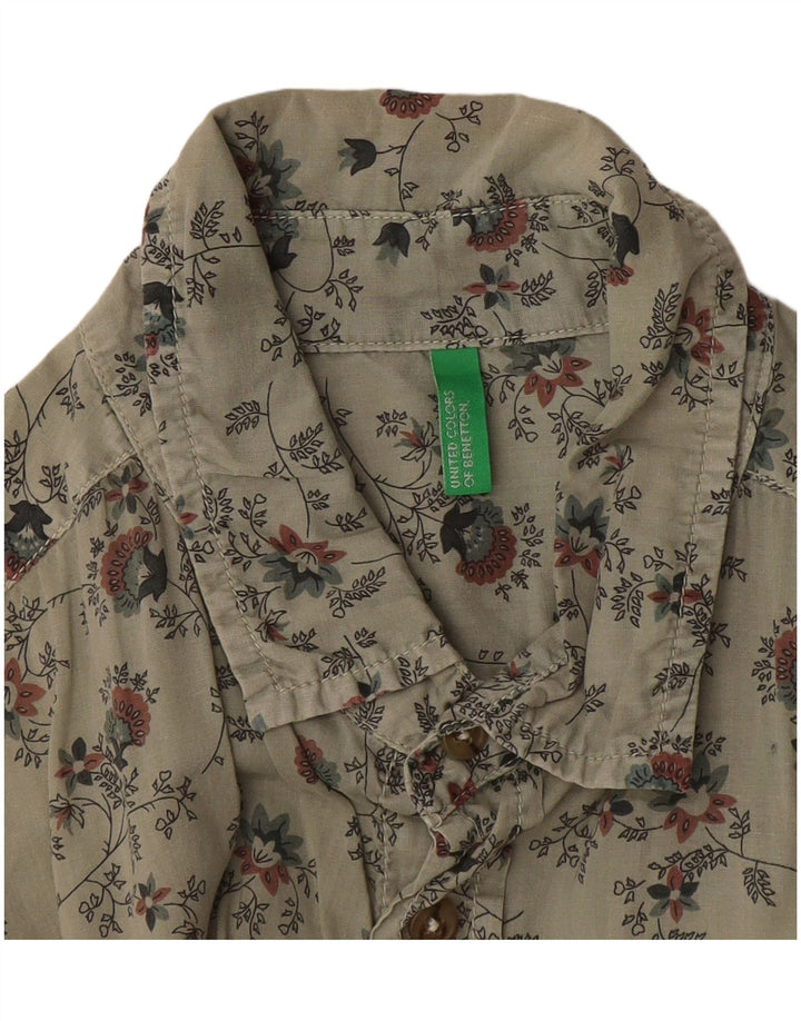 Camisa Benetton Hombre Gris Medio Floral