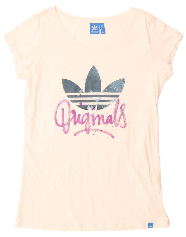 ADIDAS Camiseta larga con gráfico para mujer UK 22 XL Algodón blanco