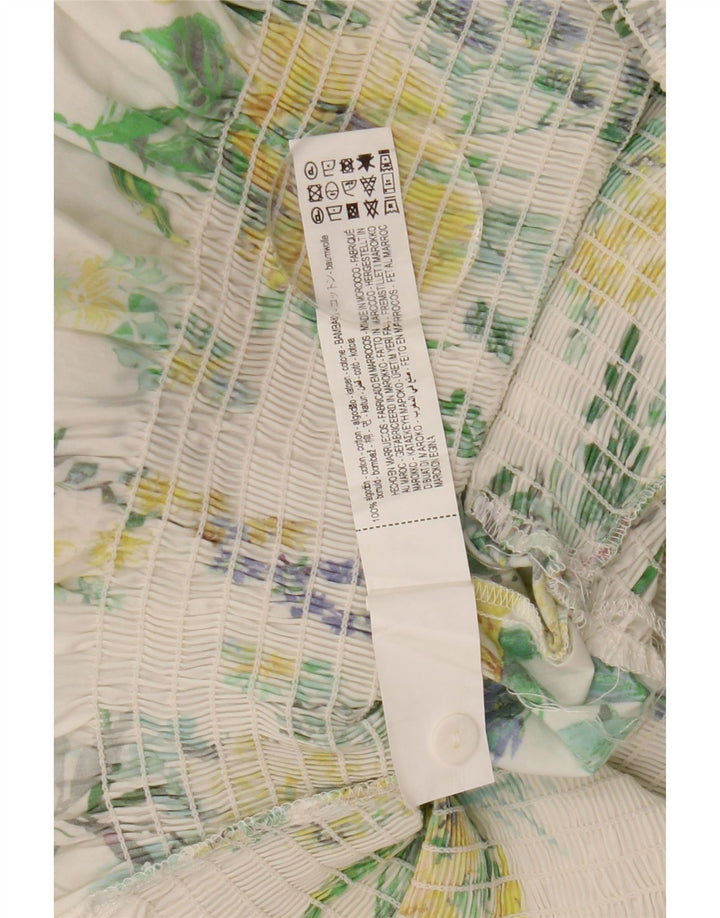 ZARA Vestido camisero de manga 3/4 para mujer UK 40 Small White Floral