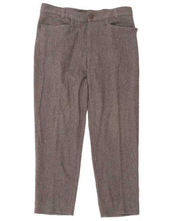 Versace Pantalón de traje recto para hombre IT 52 XL W38 L29 Lana gris