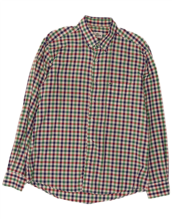 Camisa de franela Lacoste Slim Fit para hombre Talla 42 Grande Cuadros multicolores