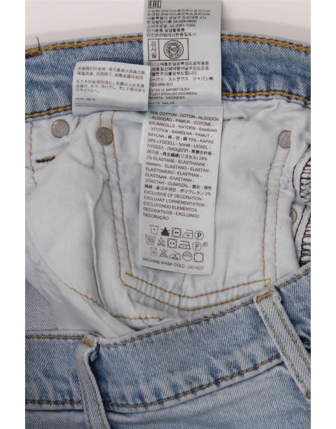 Levi's Hombre 514 Vaqueros Rectos W38 L32 Algodón Azul