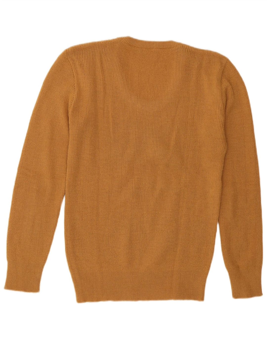 Vintage mujer cuello redondo jersey suéter Reino Unido 12 marrón medio geométrico