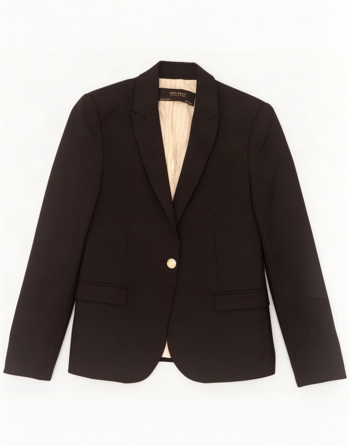 Zara Mujer Chaqueta Blazer De 1 Botón UK 10 Small Black