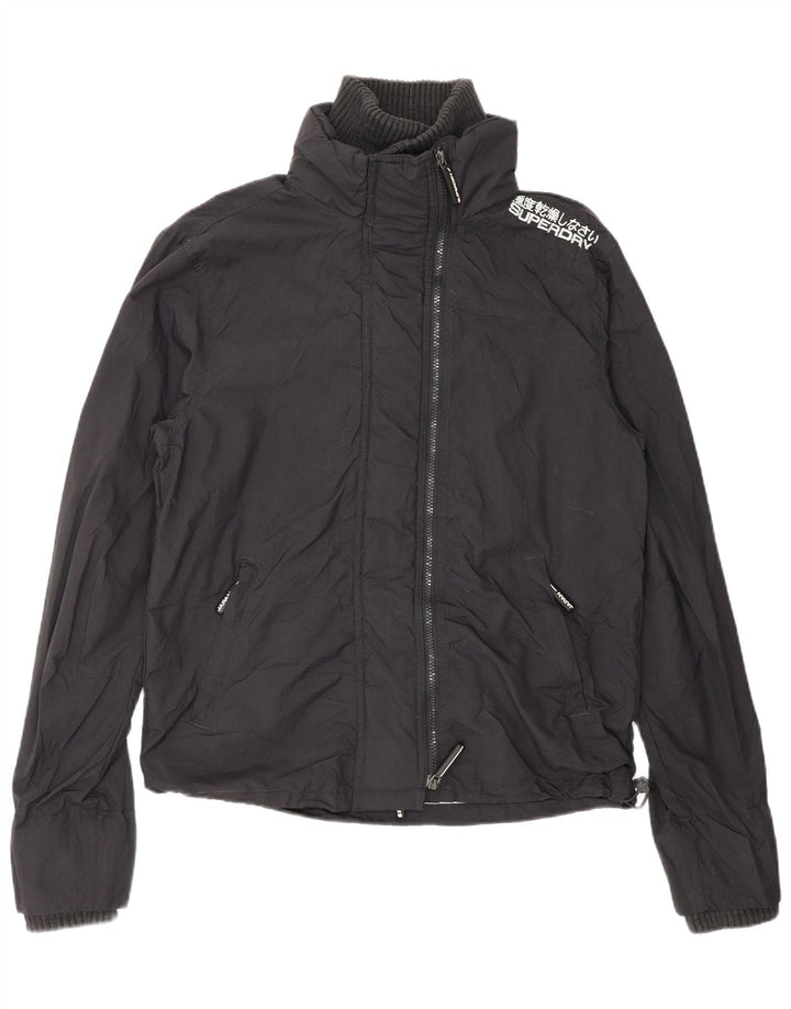 Chaqueta impermeable Superdry Windcheater Graphic para mujer, talla 40, nailon negro mediano