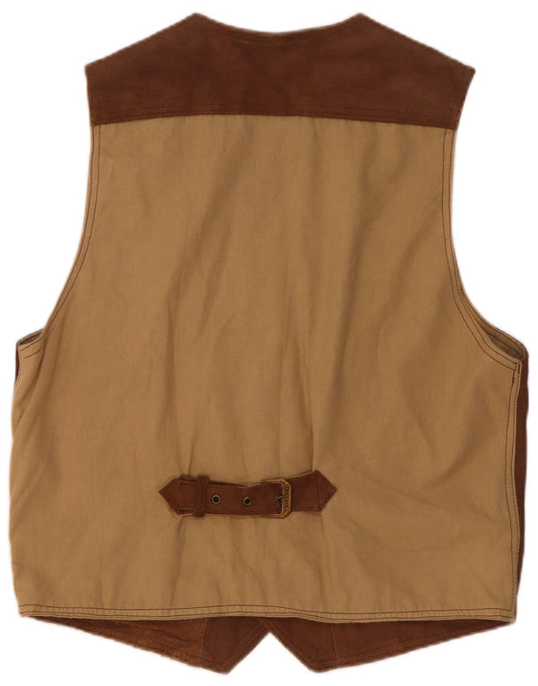 Chaleco vintage de ante para hombre XL cuero marrón