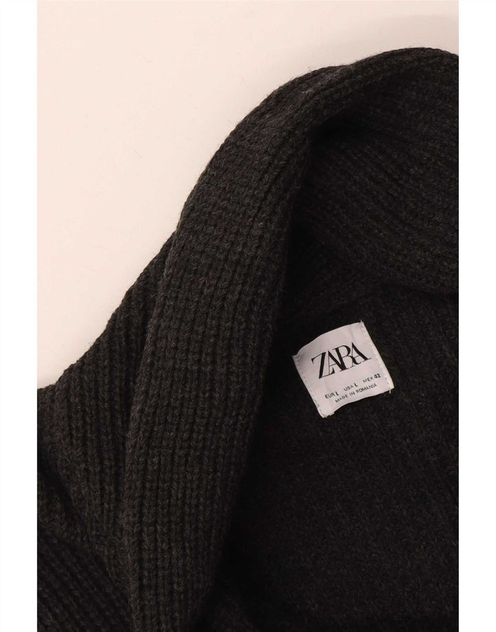 Zara Hombre Cárdigan Suéter Grande Gris