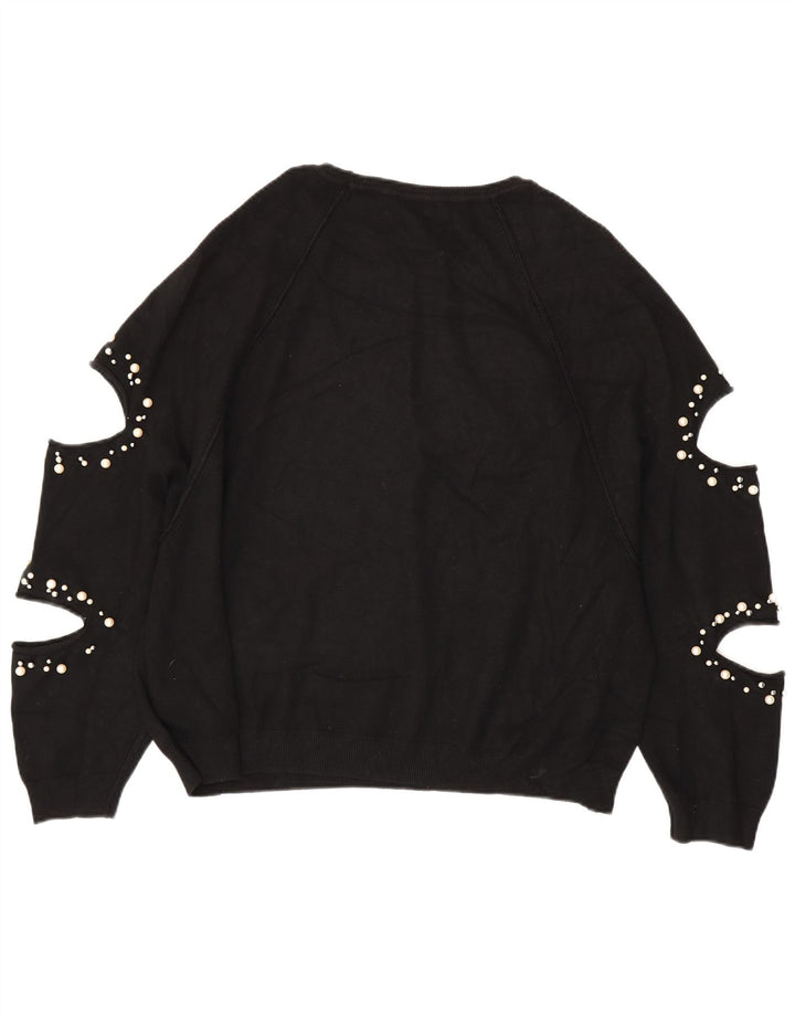 ZARA Jersey oversize con cuello barco para mujer, talla 44, talla M, color negro