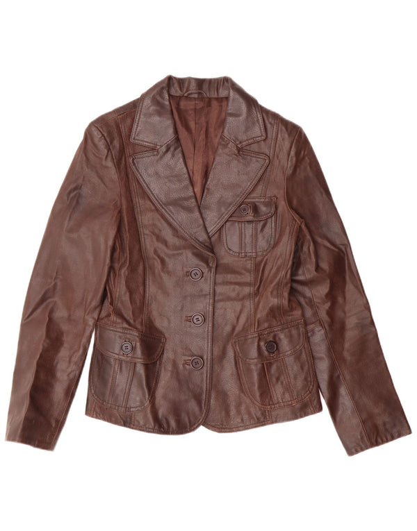 Bay Chaqueta de cuero para mujer UK 40 Cuero marrón medio Clásico