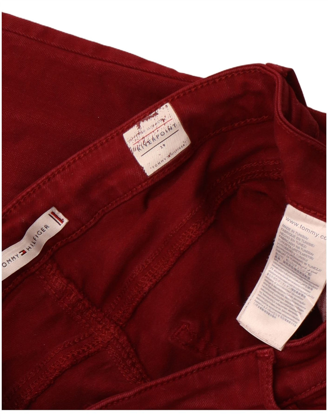 TOMMY HILFIGER Vaqueros pitillo Riverpoint para mujer W29 L28 Algodón burdeos