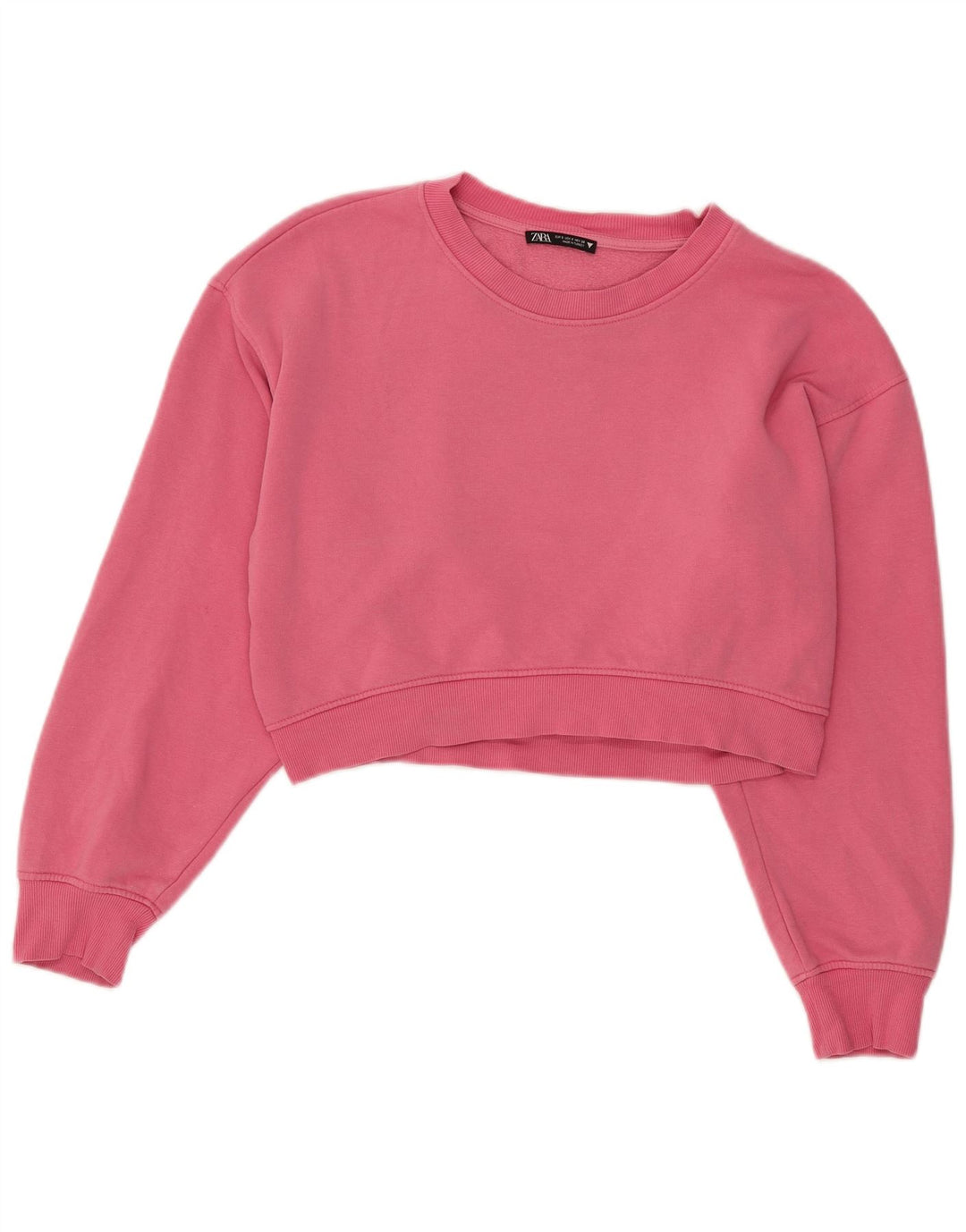 ZARA Womens Crop Oversized Sweatshirt Jumper UK 10 Small Pink