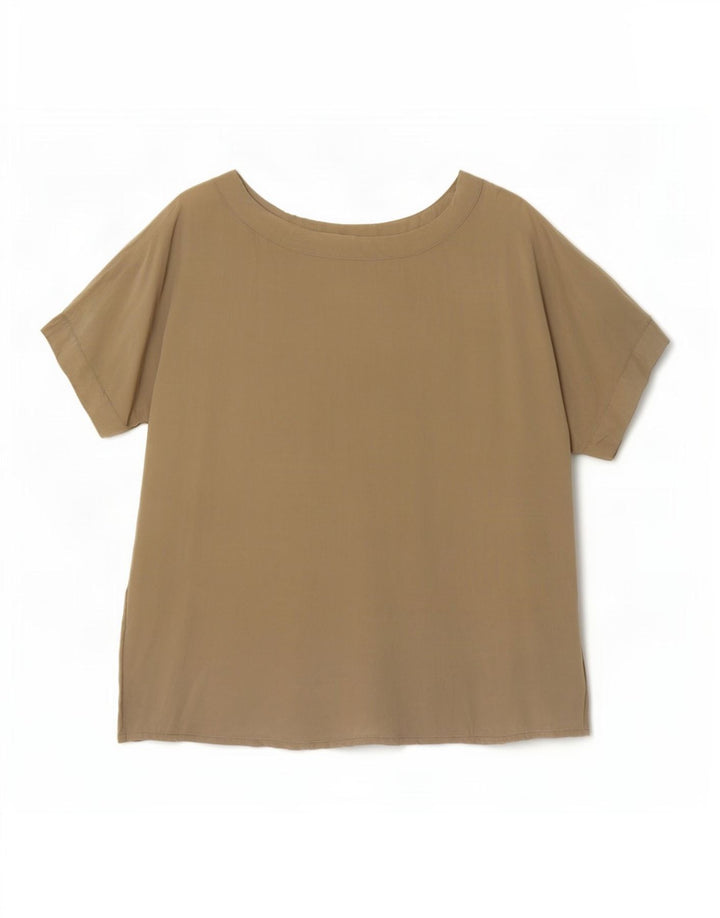 Vintage mujer blusa top Reino Unido 16 grande caqui