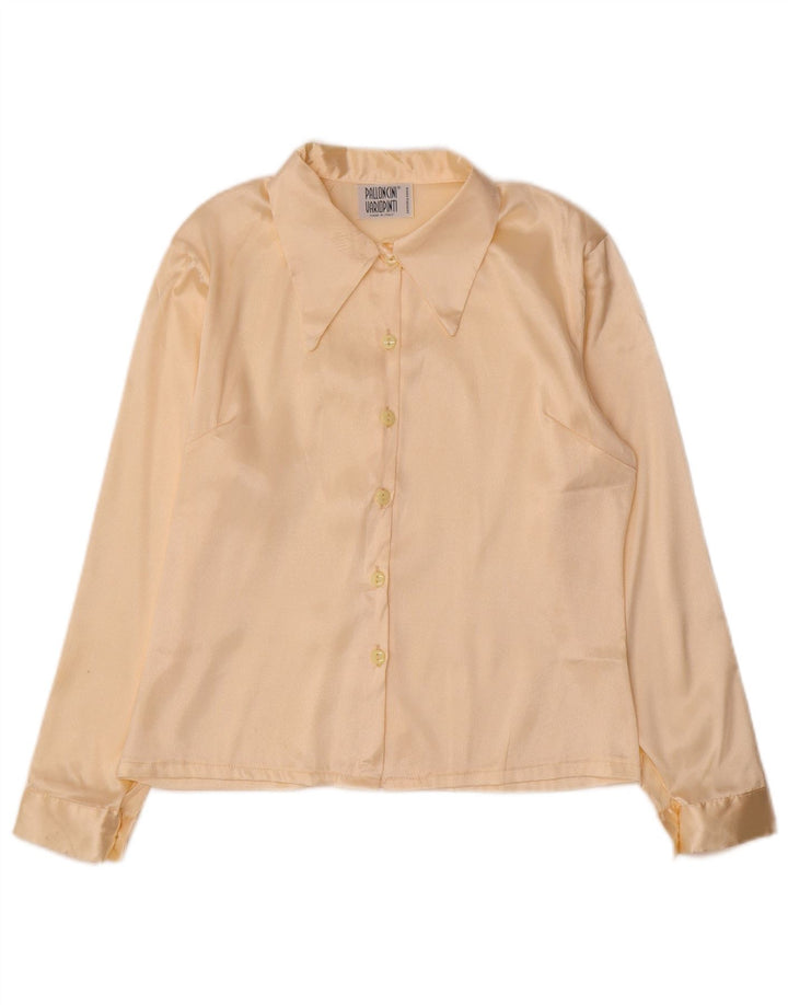 Vintage mujer camisa blusa Reino Unido 14 Medio Beige