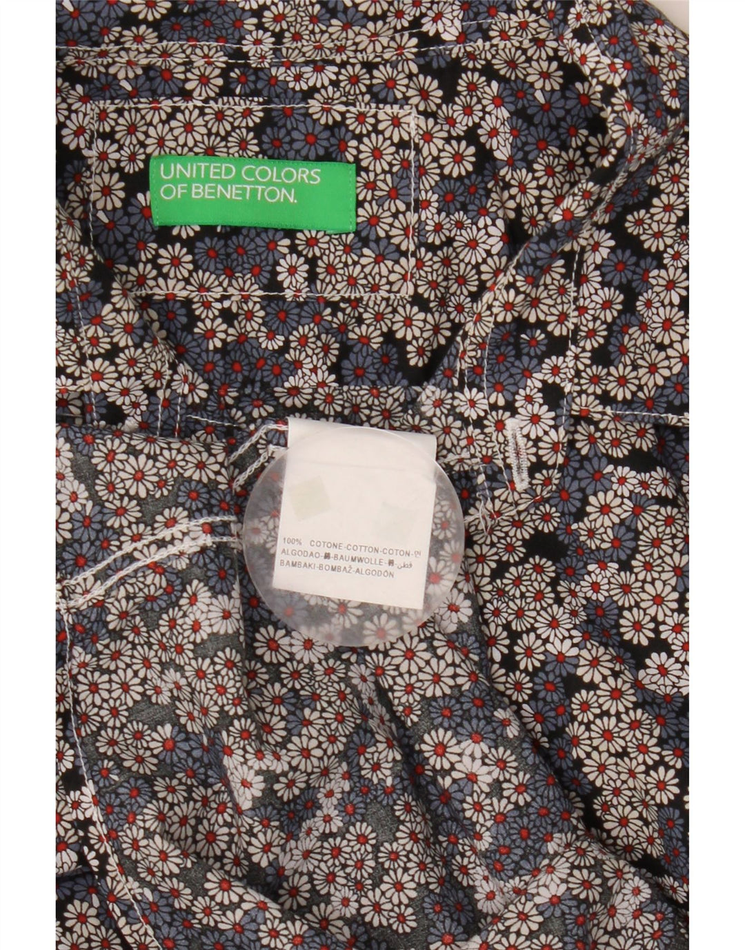 BENETTON Camisa Manga Corta Hombre Mediana Algodón Floral Multicolor