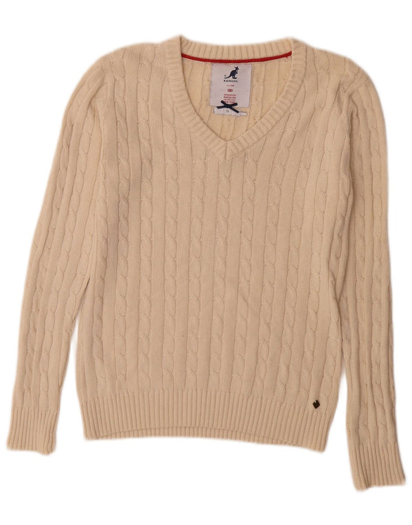 Kangol Suéter con Cuello en V para Mujer UK 10 Small Beige