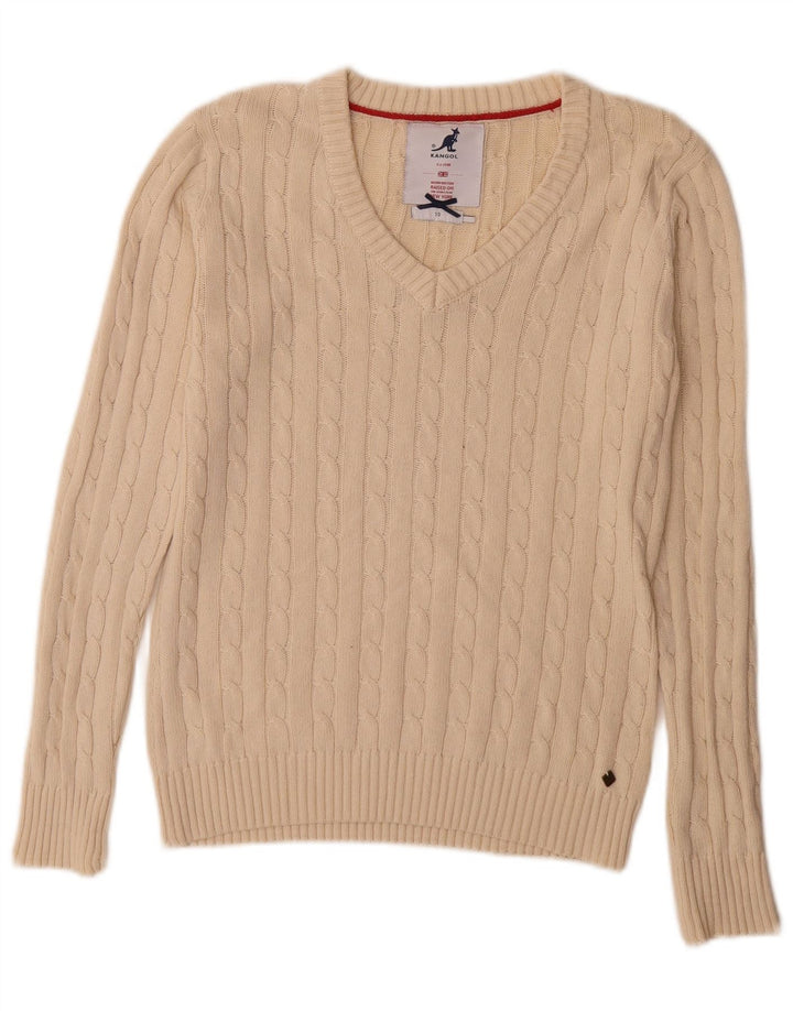 Kangol Suéter con Cuello en V para Mujer UK 10 Small Beige