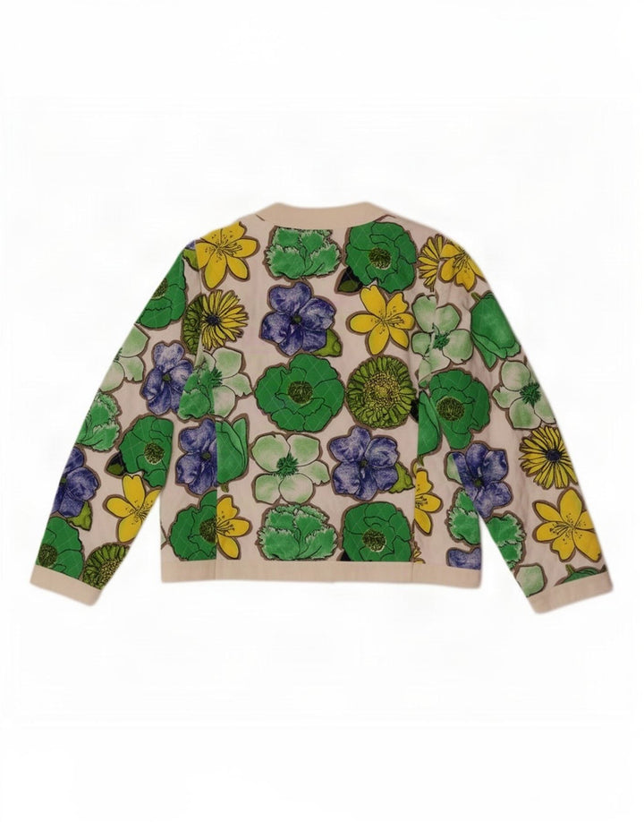 Vintage mujer 6 botones Blazer chaqueta IT 42 medio multicolor floral