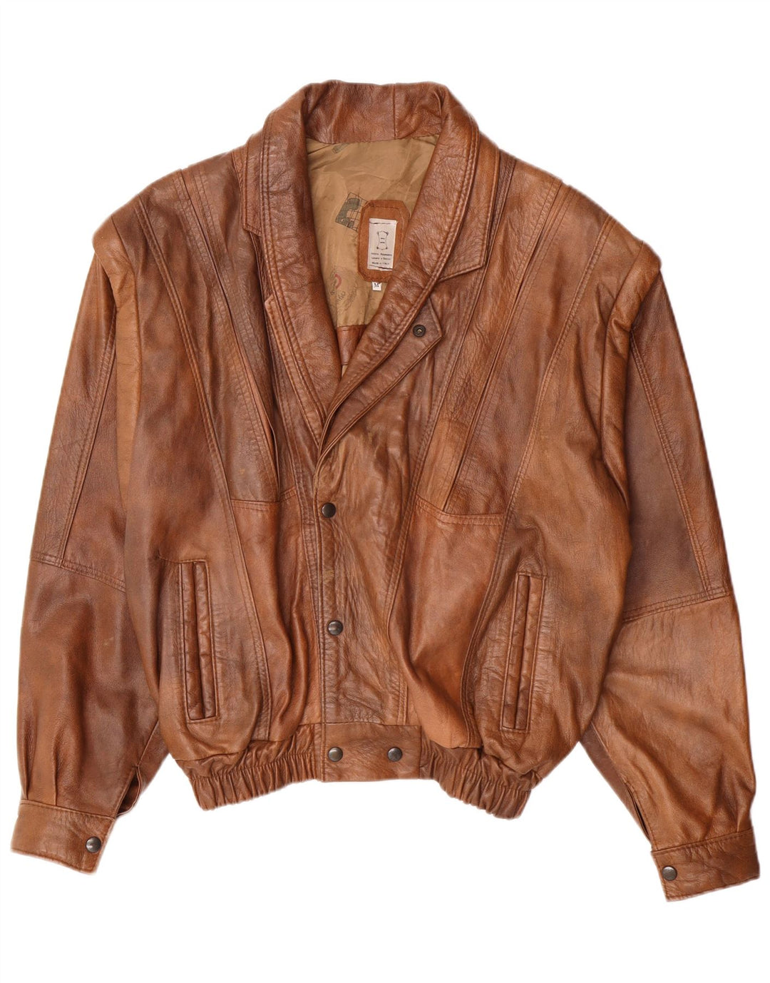 Vintage chaqueta de cuero para hombre Reino Unido 38 cuero marrón medio