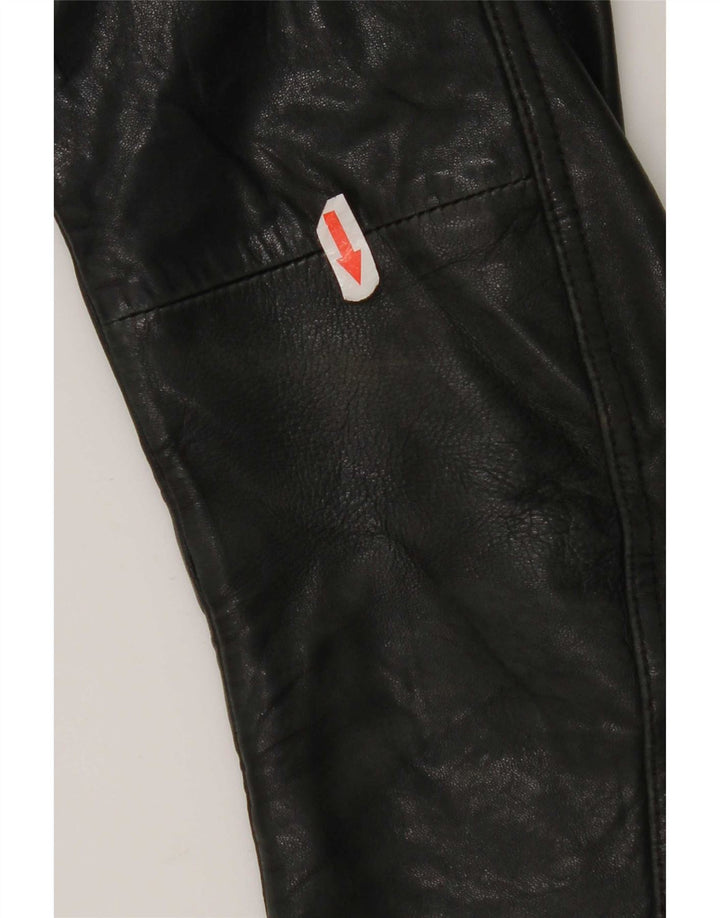Massimo Dutti Chaqueta Biker de Cuero para Mujer UK 40 Small Negro