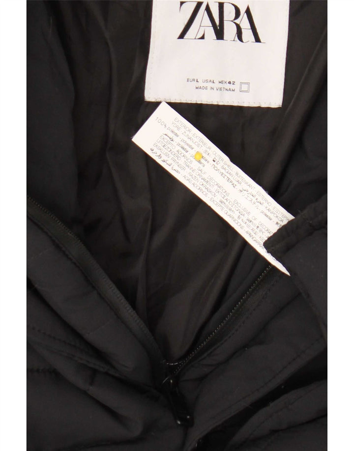 Zara Hombre Chaqueta Acolchada UK 40 Grande Poliéster Negro