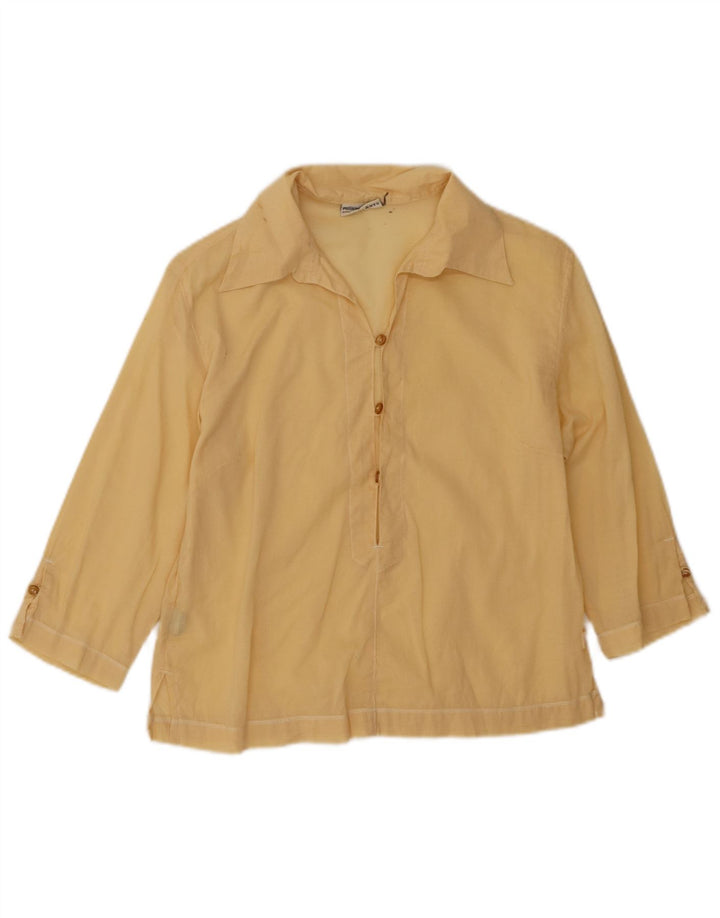 Murphy & Nye Camisa tipo jersey de manga 3/4 para mujer UK 14 Algodón amarillo mediano