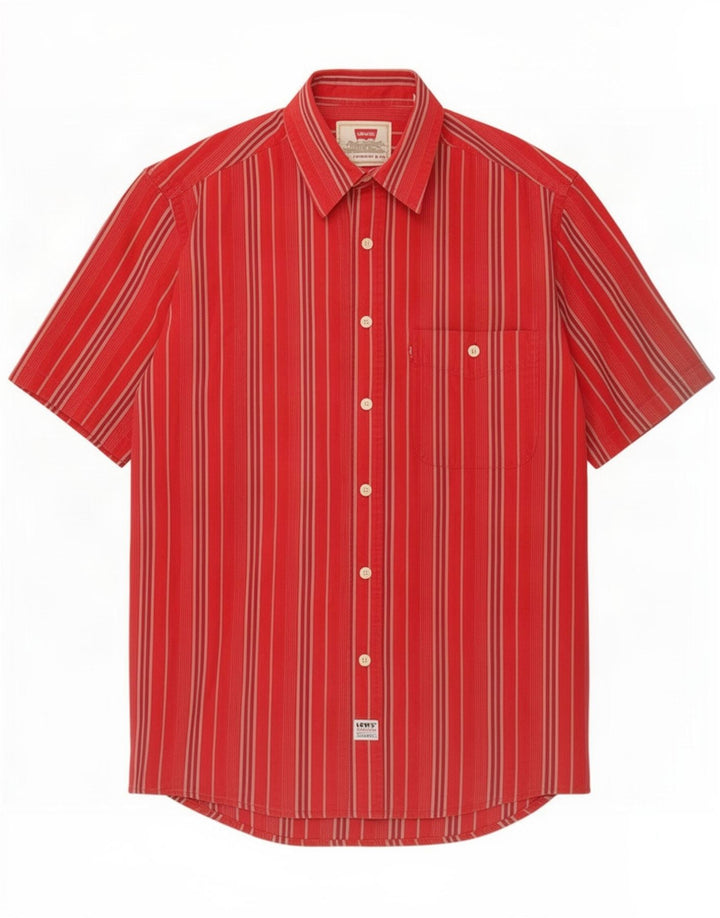 Camisa Levi's Hombre De Manga Corta De Algodón A Rayas Rojas Pequeñas