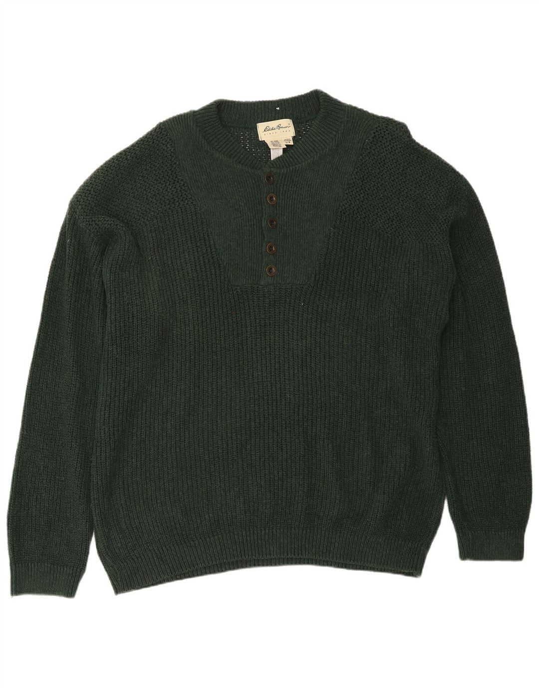 Eddie Bauer - Jersey con cuello y botones para hombre, talla grande, algodón verde