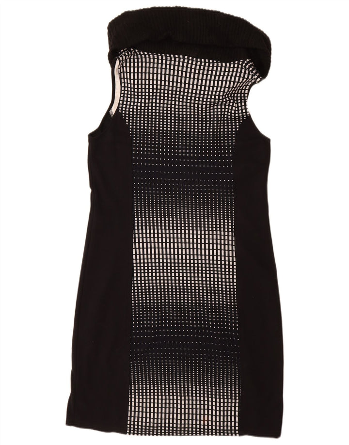 Desigual Vestido tubo con cuello vuelto para mujer UK 40 Viscosa geométrica negra grande