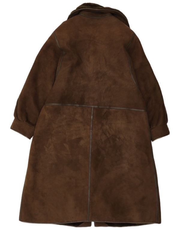 Vintage mujer shearling shearling abrigo IT 50 XL marrón shearling