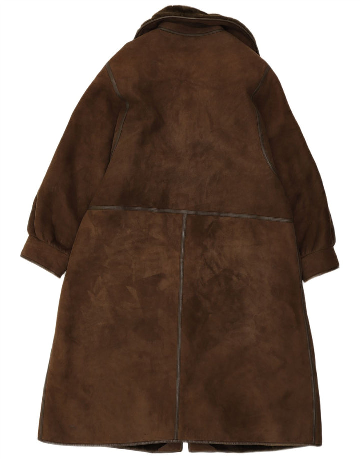 Vintage mujer shearling shearling abrigo IT 50 XL marrón shearling