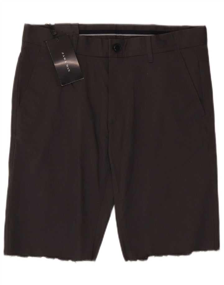 Zara Mens Chino Shorts EU 40 Medium W31 Algodón Gris