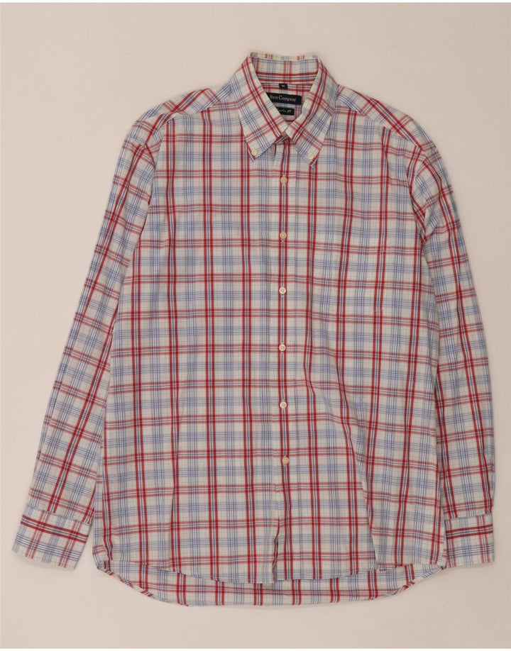 BEST COMPANY Camisa de corte regular para hombre a cuadros rojos medianos