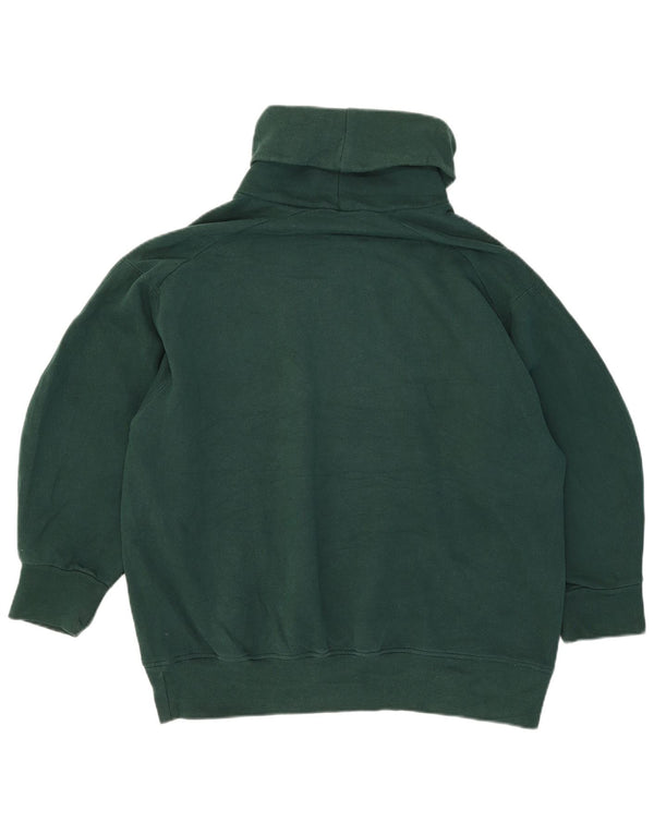 Zara Sudadera con cuello vuelto y manga 3/4 para mujer, talla 40, color verde medio