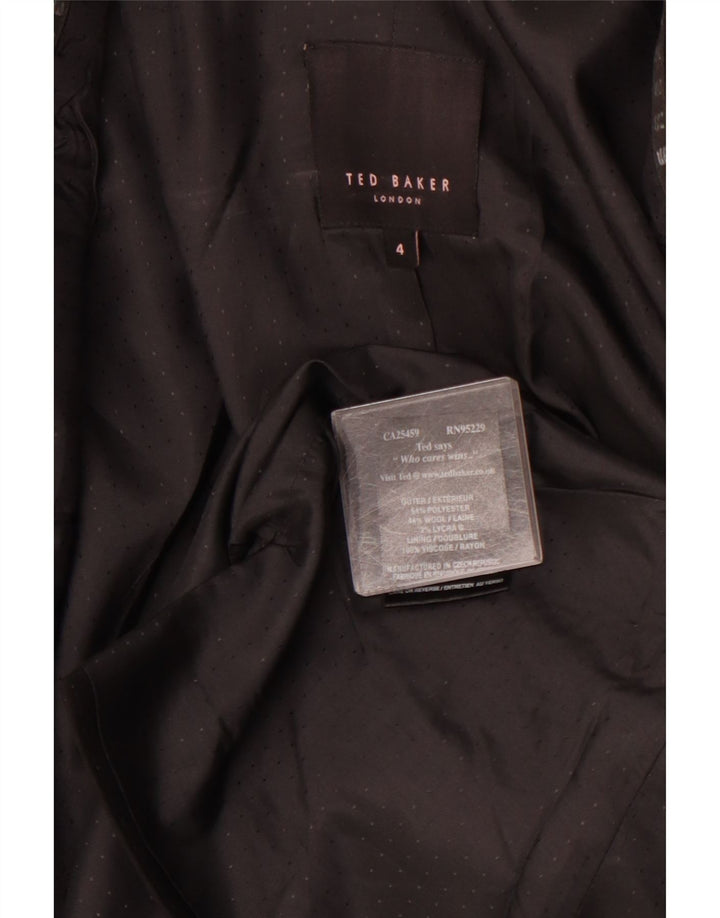 TED BAKER Chaqueta tipo blazer con 1 botón para mujer, talla 4, grande, con manchas negras