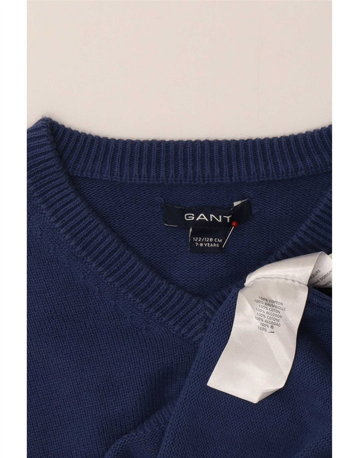 Gant Jersey con cuello en V para niños 7-8 años Azul Algodón
