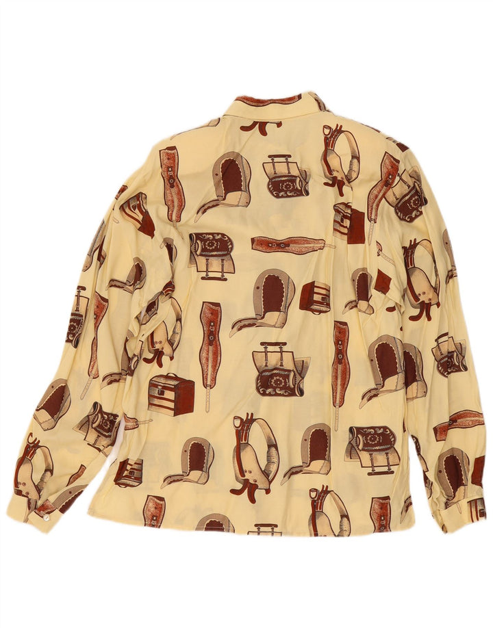 VINTAGE Blusa de camisa de gran tamaño para mujer Reino Unido 14 Medio Blanco apagado