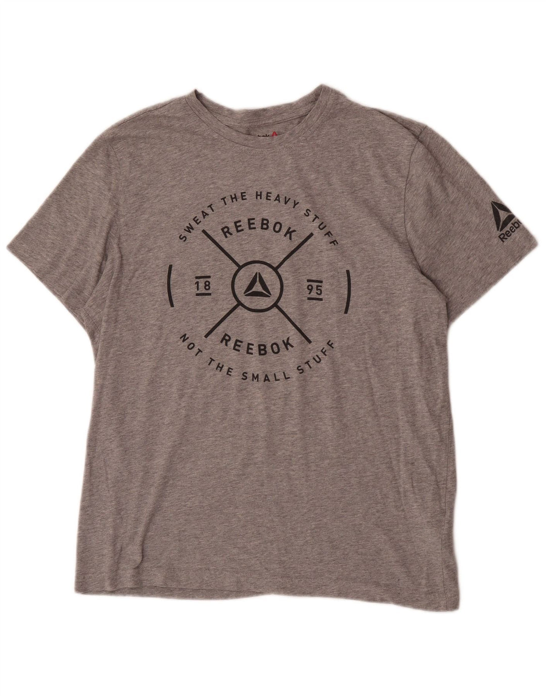 Reebok Camiseta gráfica para hombre Top grande de algodón gris