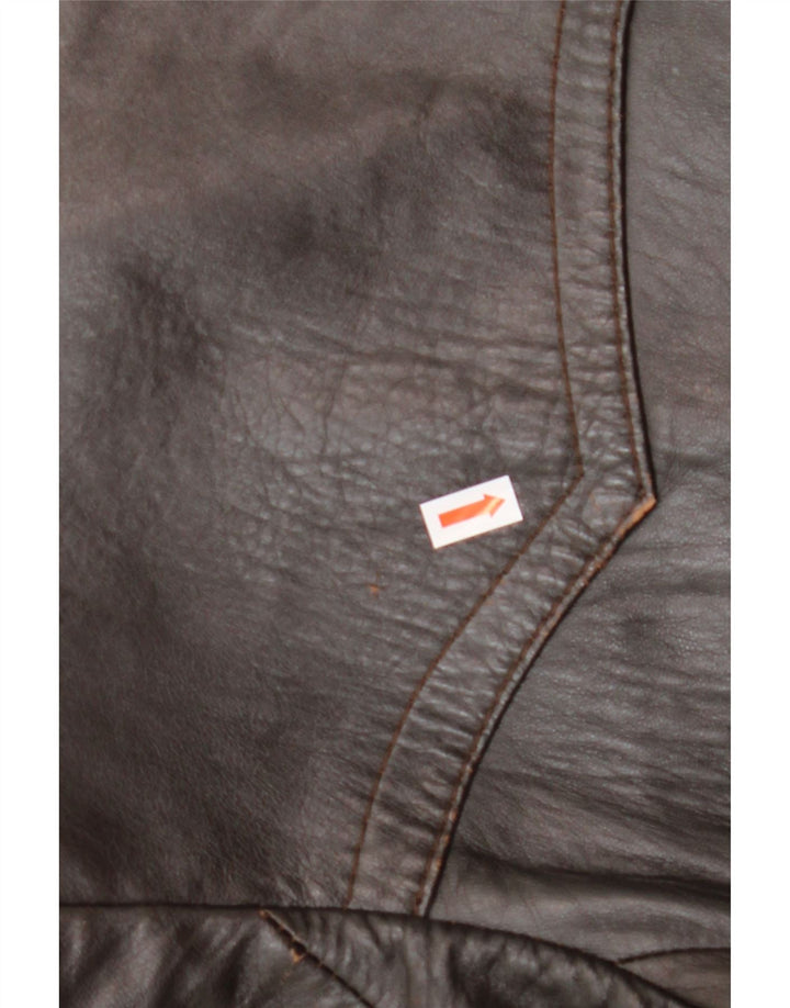 VINTAGE Abrigo de cuero para hombre IT 50 Cuero marrón grande