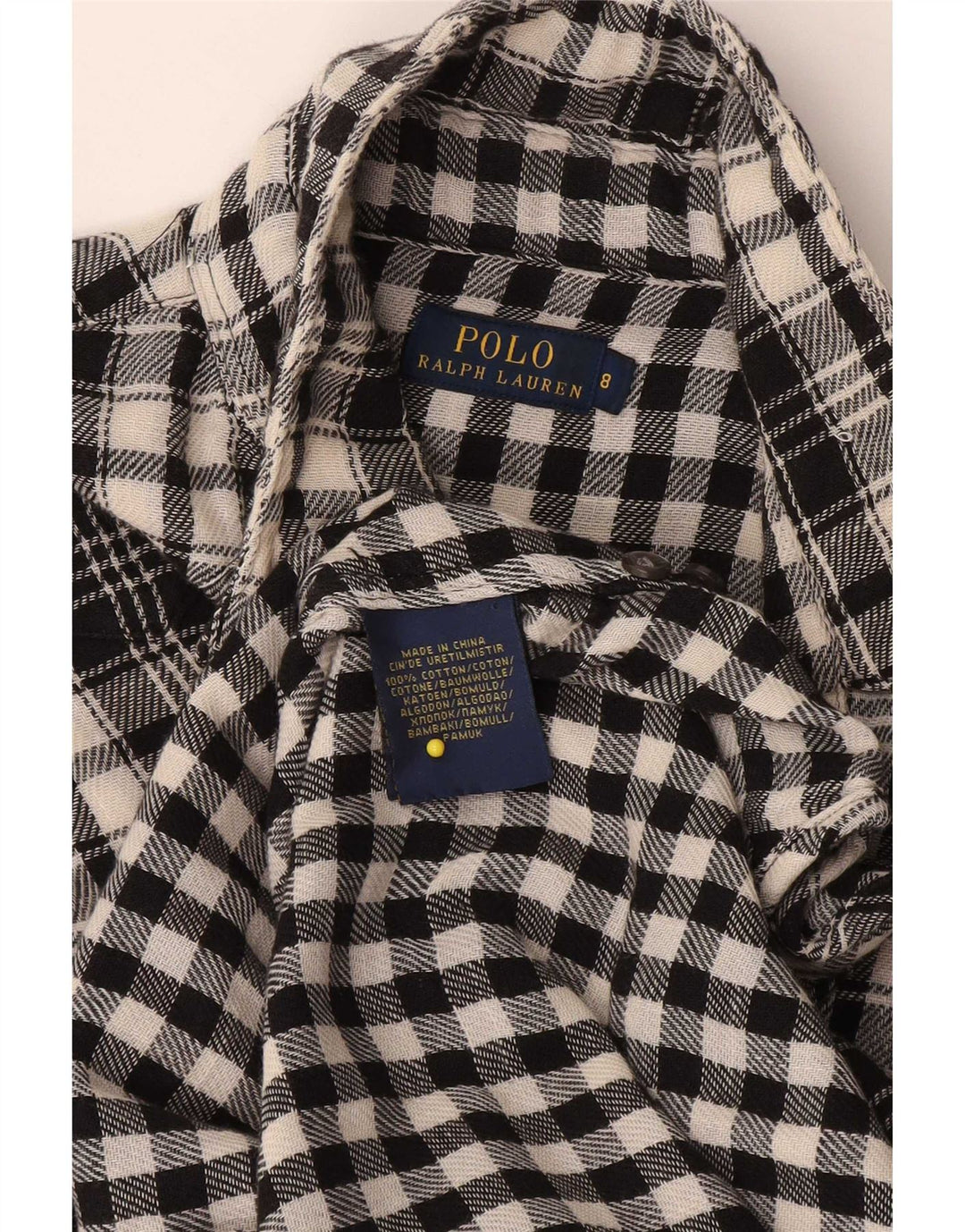 Polo Ralph Lauren Camisa para mujer US 8 Mediana Negro Cuadros Algodón