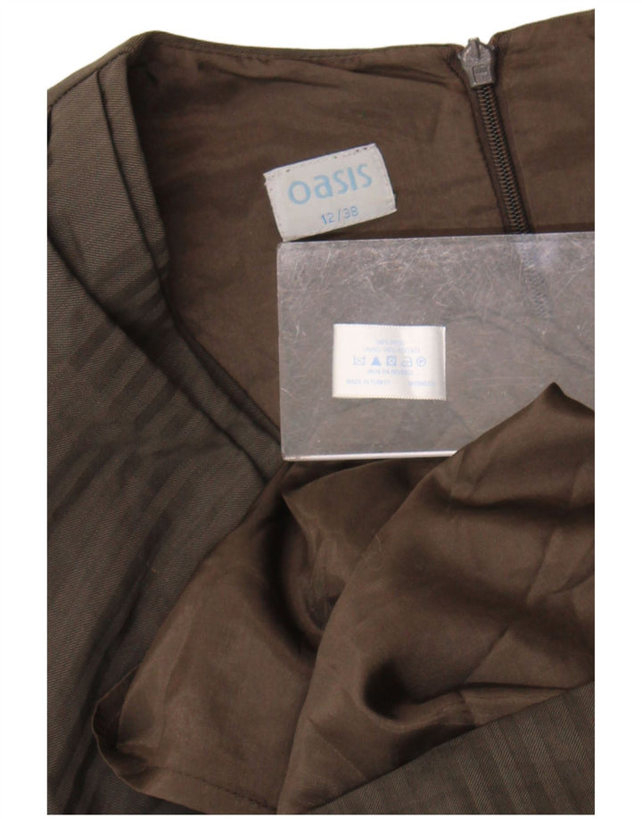 Oasis Vestido tubo sin mangas para mujer UK 42 Lana a rayas marrón medio