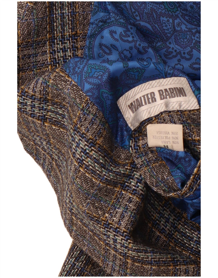 Vintage hombres 2 botones Blazer chaqueta Reino Unido 38 gris medio comprobar lana