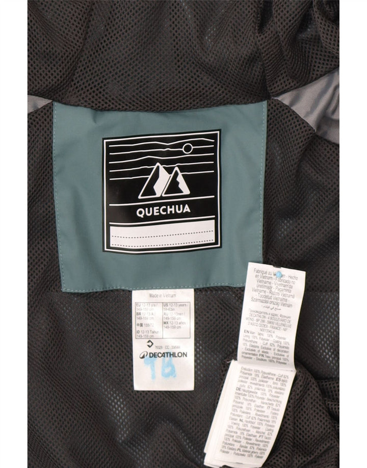 DECATHLON Chubasquero con capucha Quechua para niño 12-13 años Verde Poliéster