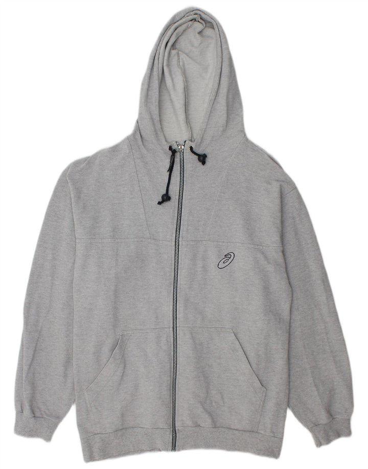 ASICS Sudadera con capucha y cremallera para hombre, talla pequeña, gris